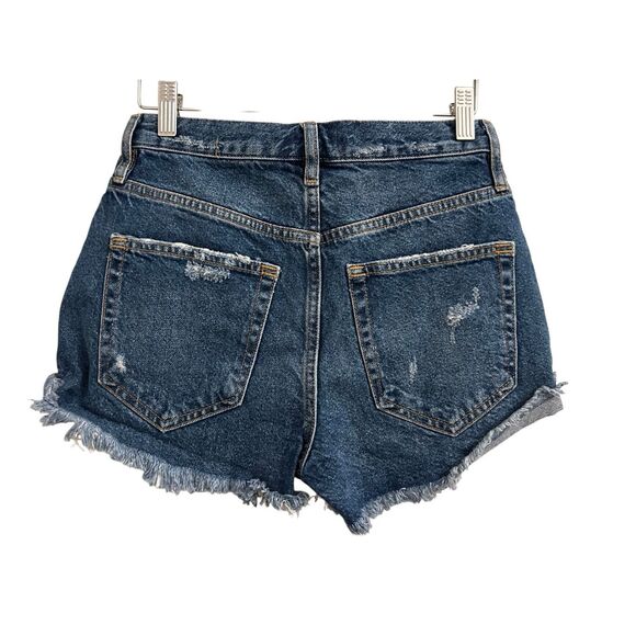 NWT Free People Denim Cut-off Mini Shorts 25 in Deep Sea wash distressed western - Picture 2 of 8
